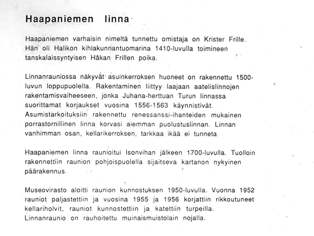 Haapaniemen linnan historia