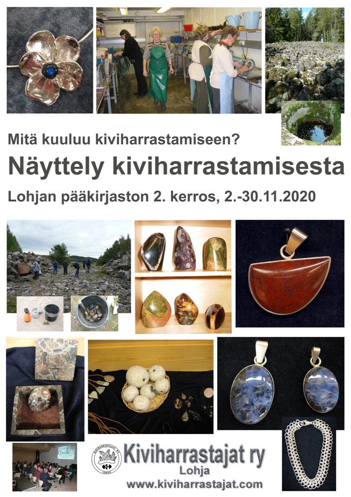 Kirjaston näyttely kiviharrastamisesta